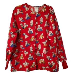 Cherokee Inspired Comfort Fire Dept Dalmation Dog Scrub Top